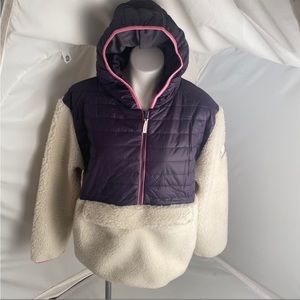 Ivory Ella Mixed Media Half Zip Sherpa Jacket XL